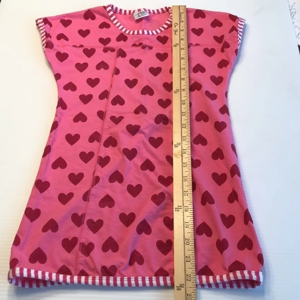 Pink Cotton Short Sleeve Dress Red Hearts Candy Stripe Accent Little Girl's 4/5